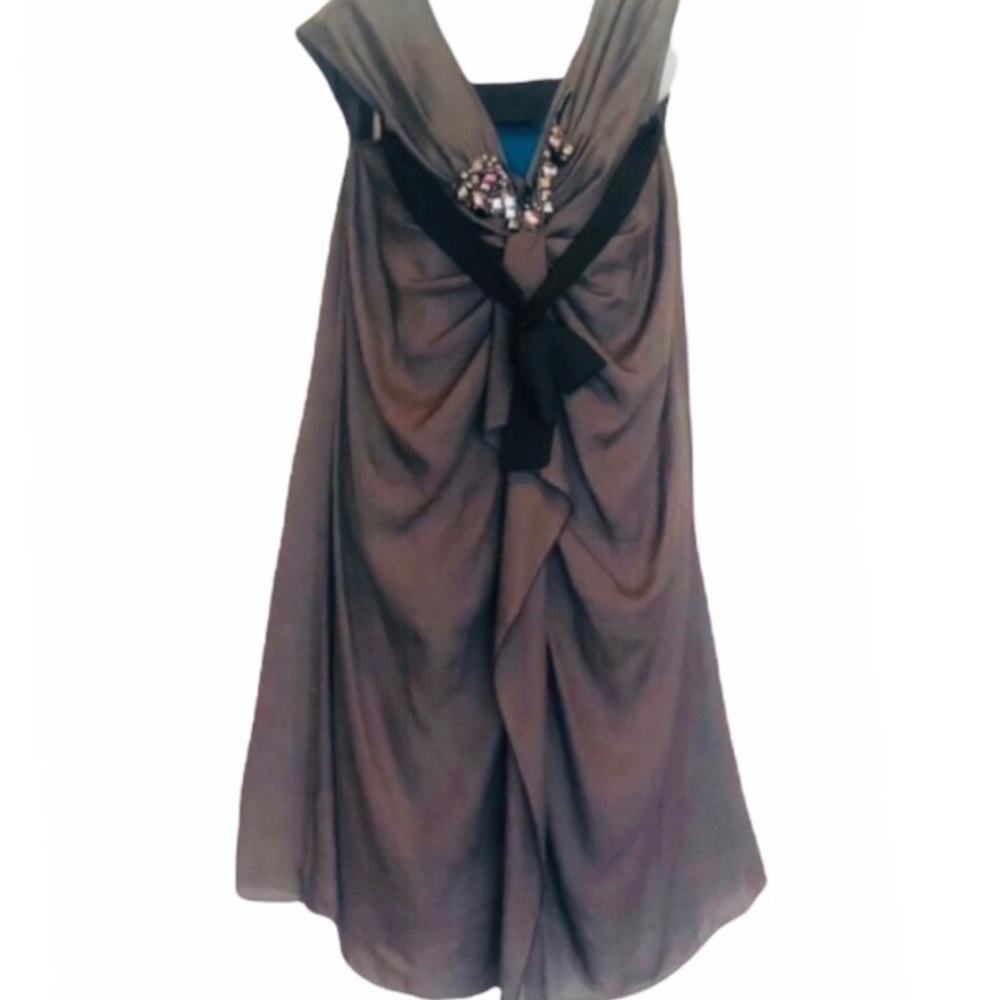BNX Layered Dress Blue Slip Embellished Tie Waist & satin belt retail NWT $172 - Picture 7 of 12